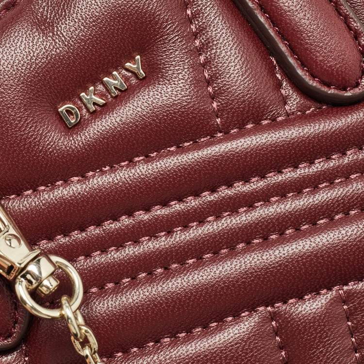 Pre Owned DKNY Burgundy Quilted Leather Mini Allen Satchel