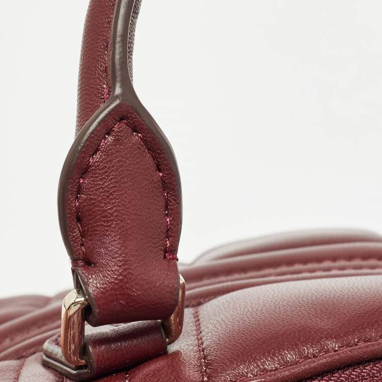 Pre Owned DKNY Burgundy Quilted Leather Mini Allen Satchel