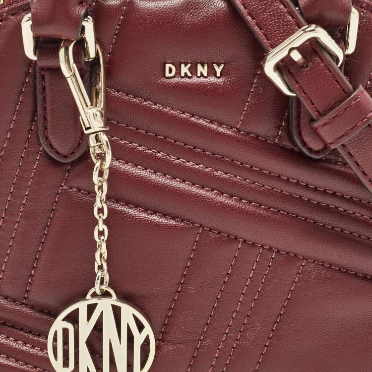 Pre Owned DKNY Burgundy Quilted Leather Mini Allen Satchel