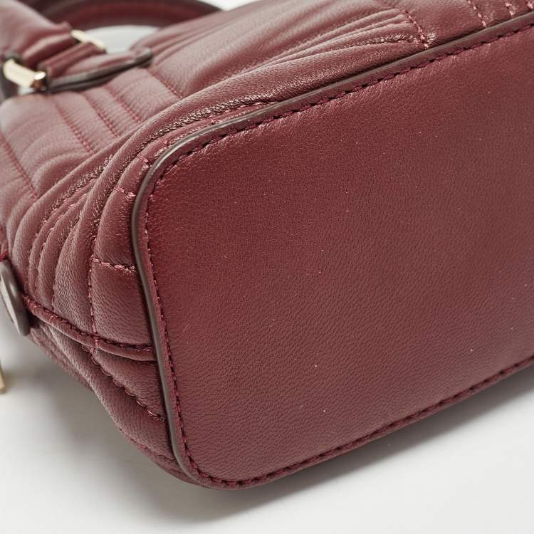 Pre Owned DKNY Burgundy Quilted Leather Mini Allen Satchel