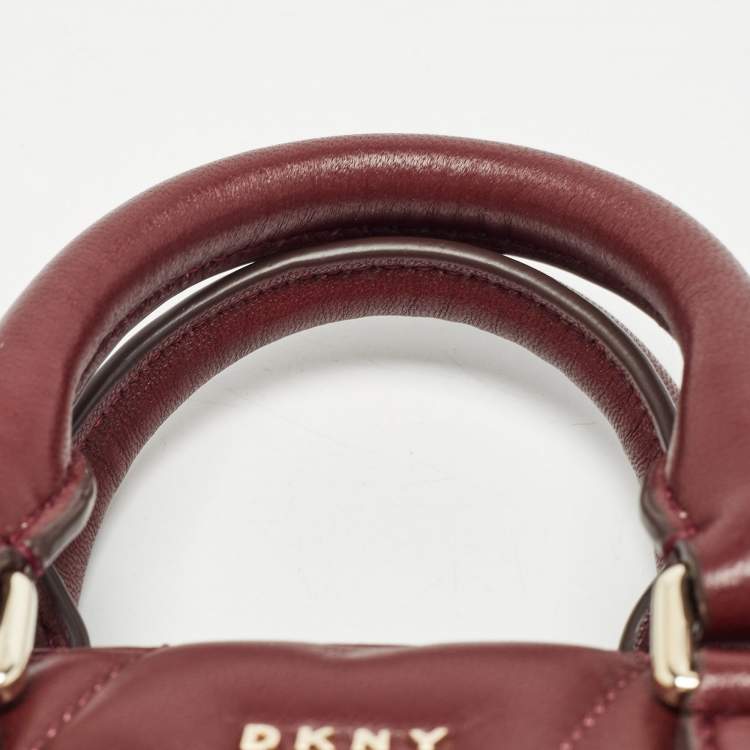 Pre Owned DKNY Burgundy Quilted Leather Mini Allen Satchel