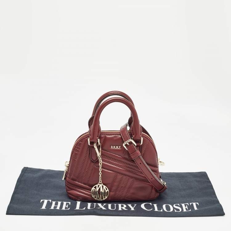 Pre Owned DKNY Burgundy Quilted Leather Mini Allen Satchel