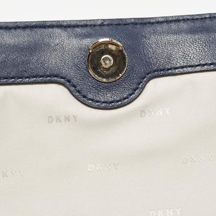 مملوكة مسبقًا DKNY Navy Blue Quilted Leather Allen Flap Shoulder Bag