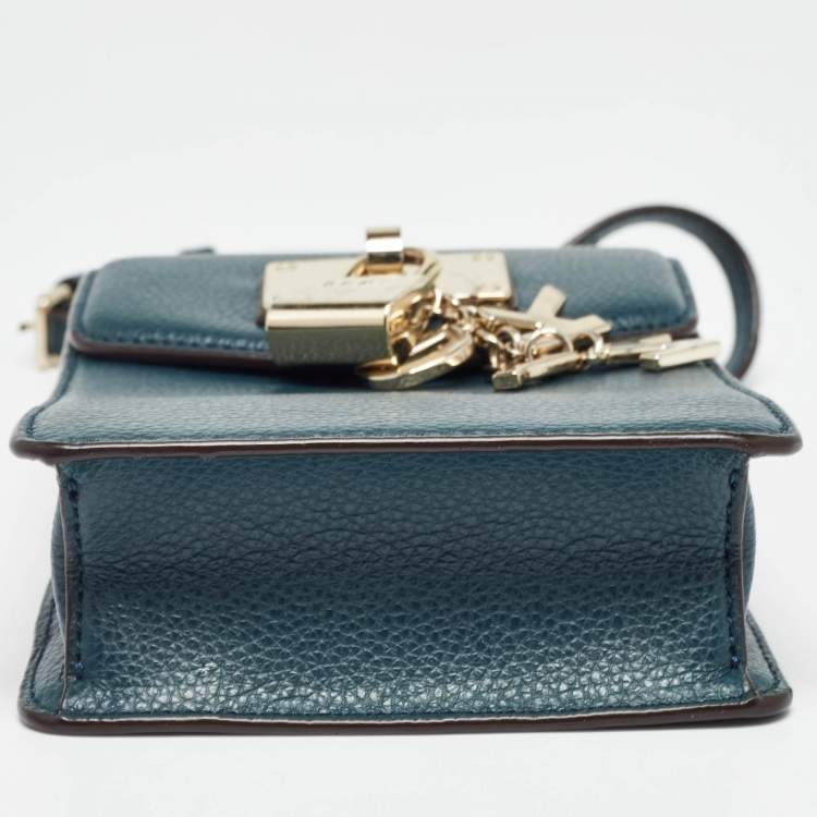 Pre Owned Dkny Teal Green Leather Elissa North South Crossbody Bag
