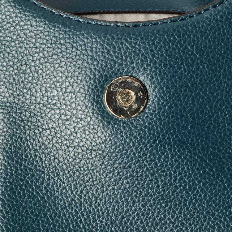 Pre Owned Dkny Teal Green Leather Elissa North South Crossbody Bag