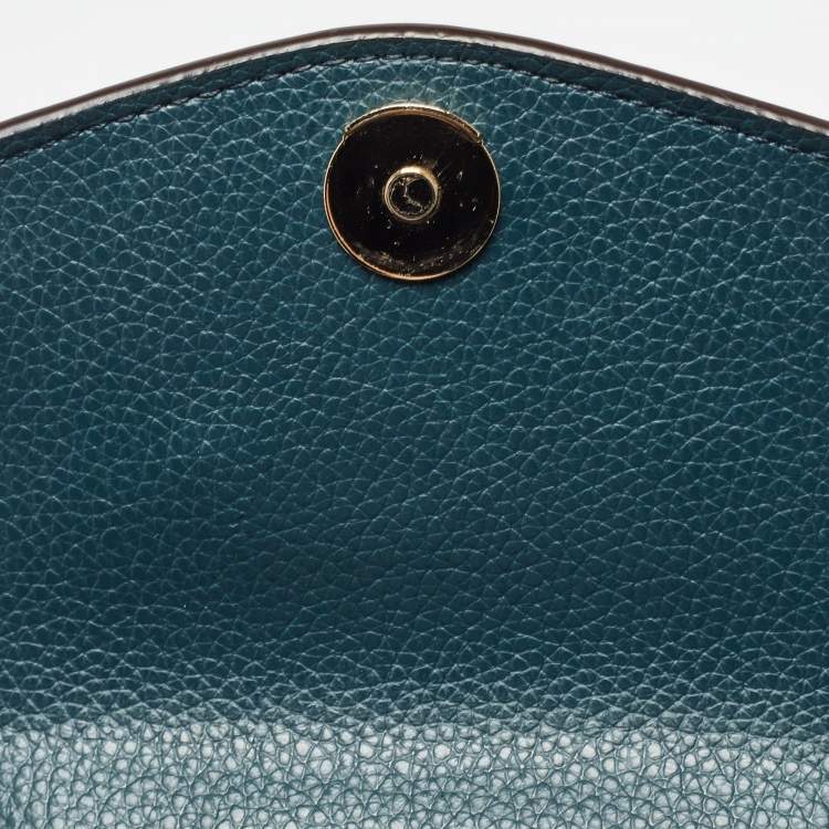 Pre Owned Dkny Teal Green Leather Elissa North South Crossbody Bag
