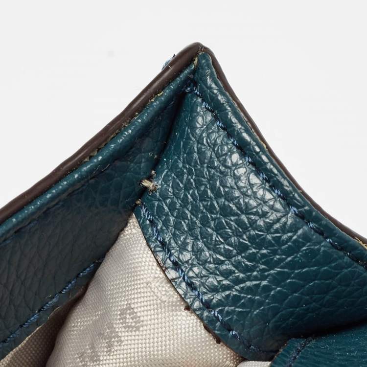 Pre Owned Dkny Teal Green Leather Elissa North South Crossbody Bag
