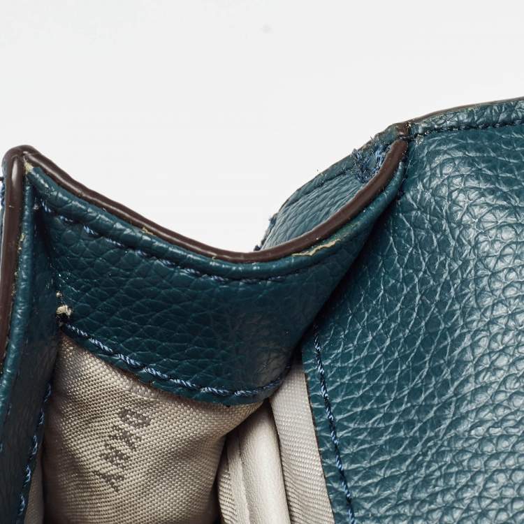 Pre Owned Dkny Teal Green Leather Elissa North South Crossbody Bag