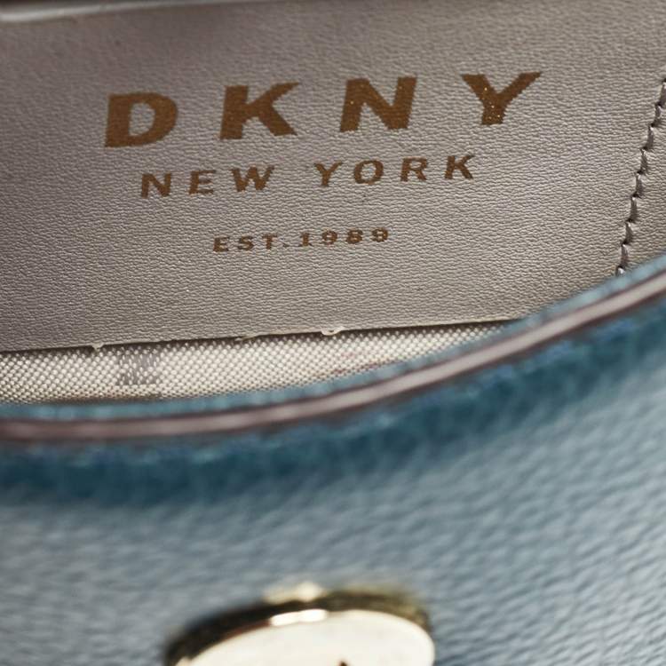 Pre Owned Dkny Teal Green Leather Elissa North South Crossbody Bag