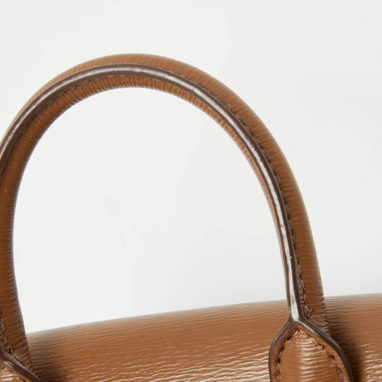 Pre Owned DKNY Brown/Beige Monogram Coated Canvas and Leather Flap Top Handle Bag