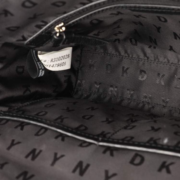 Pre Owned DKNY Black Leather Top Zip Crossbody Bag