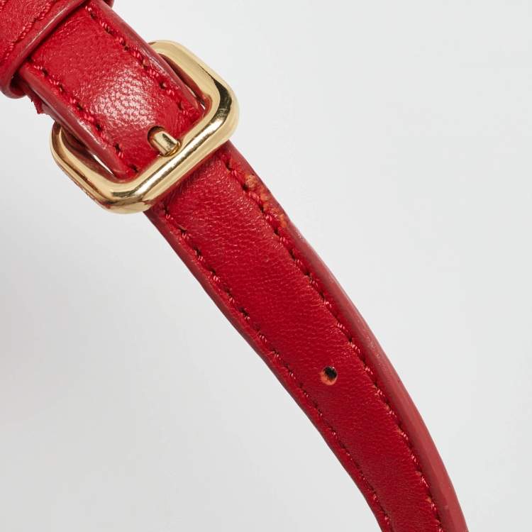 Pre Owned Dkny Red Quilted Leather Flap Chain Crossbody Bag
