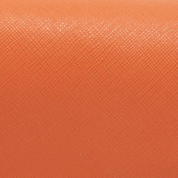 Pre Owned Dkny Orang/Pink Leather French Flap Wallet