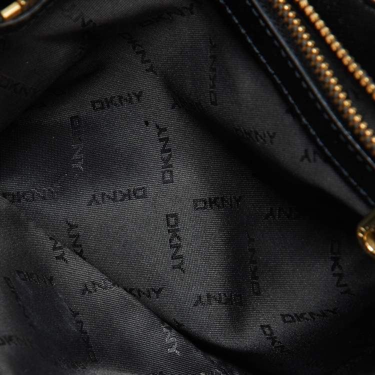 Pre Owned DKNY Black Leather Envelope Flap Shoulder Bag