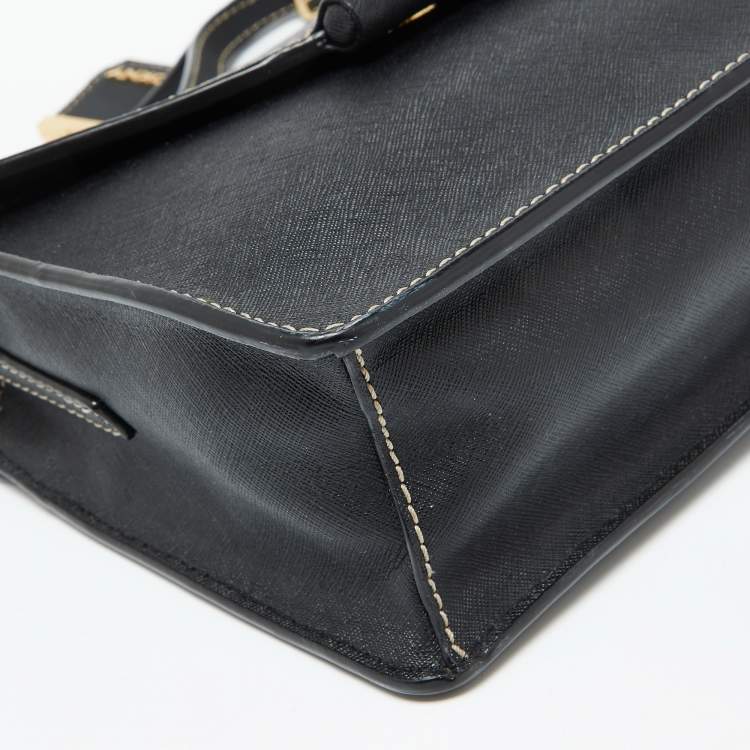 Pre Owned DKNY Black Leather Envelope Flap Shoulder Bag