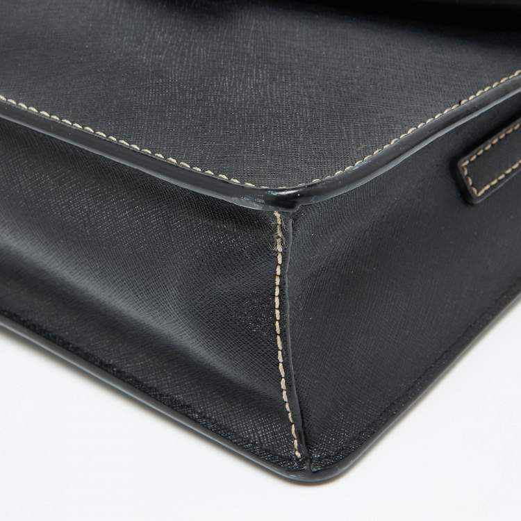 Pre Owned DKNY Black Leather Envelope Flap Shoulder Bag