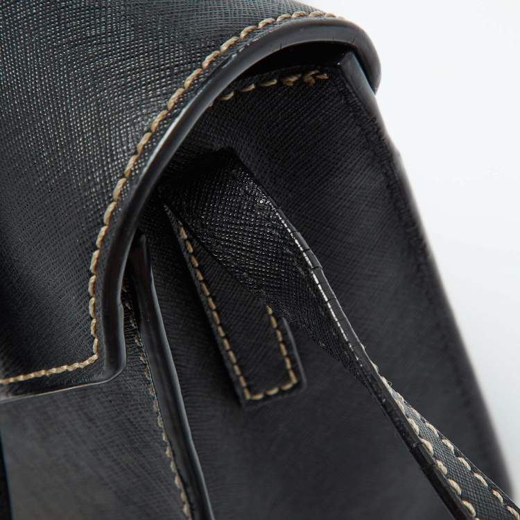 Pre Owned DKNY Black Leather Envelope Flap Shoulder Bag
