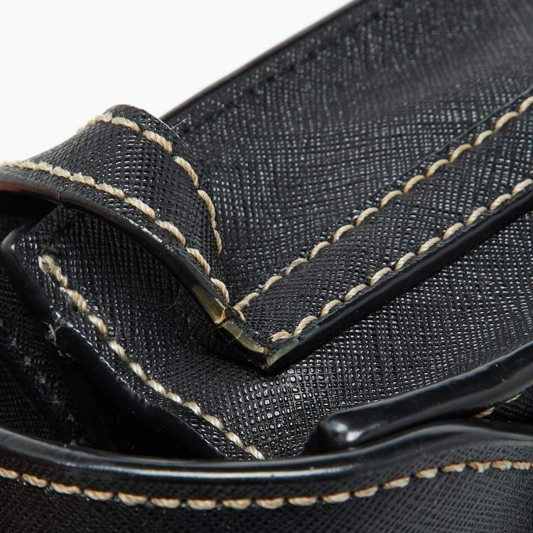 Pre Owned DKNY Black Leather Envelope Flap Shoulder Bag