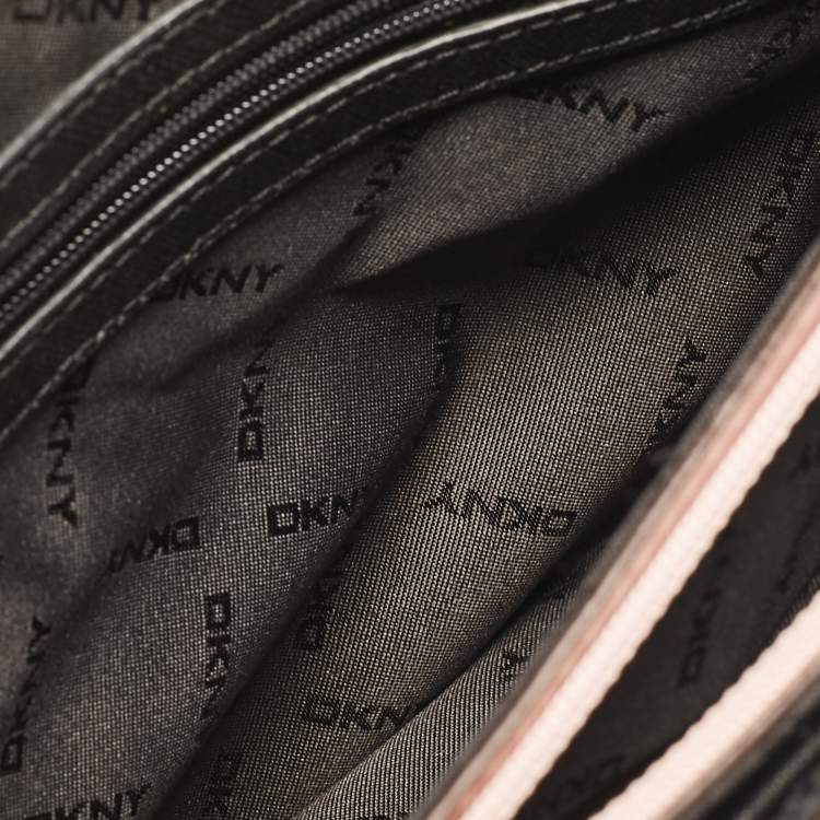 Pre Owned DKNY Pink Leather Logo Flap Top Handle Bag