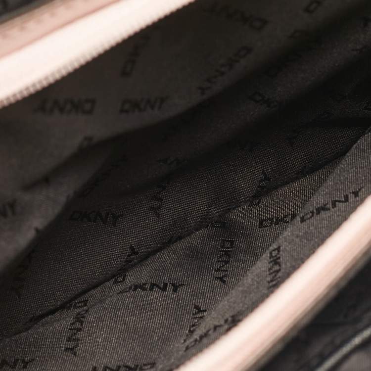 Pre Owned DKNY Pink Leather Logo Flap Top Handle Bag