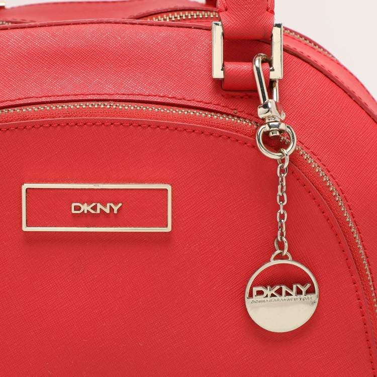 Pre Owned DKNY Red Leather Front Dome Satchel