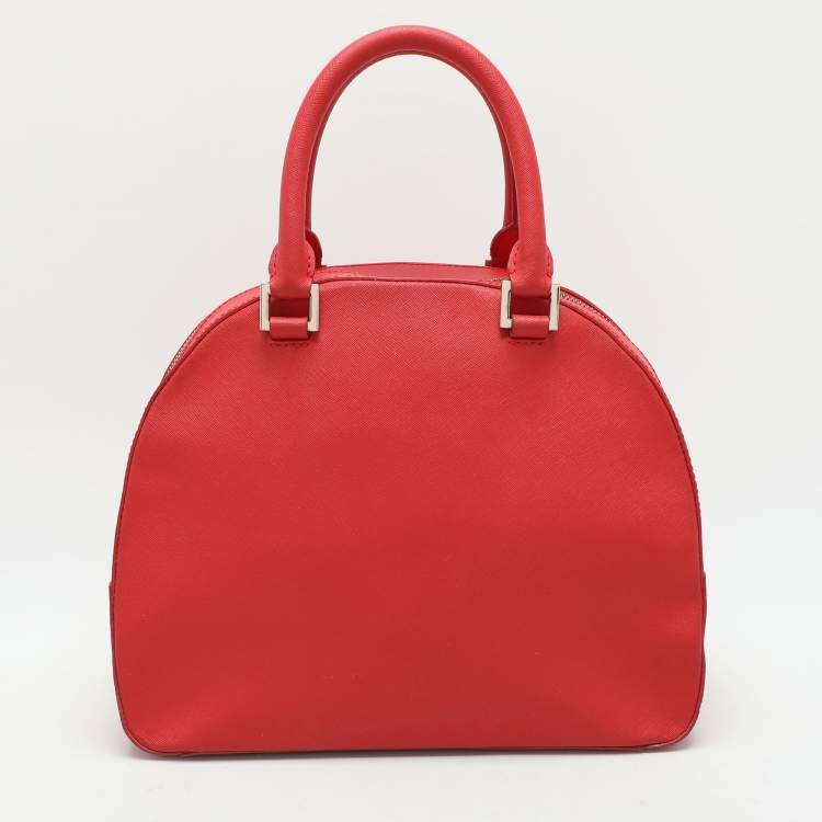 Pre Owned DKNY Red Leather Front Dome Satchel