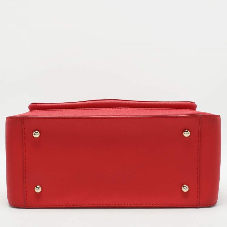 Pre Owned DKNY Red Leather Front Dome Satchel