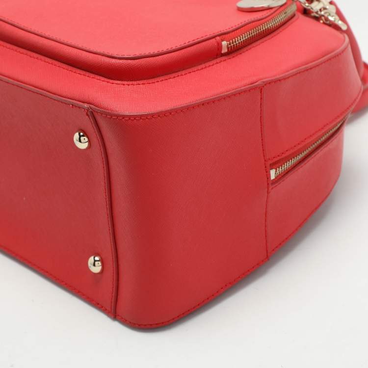 Pre Owned DKNY Red Leather Front Dome Satchel