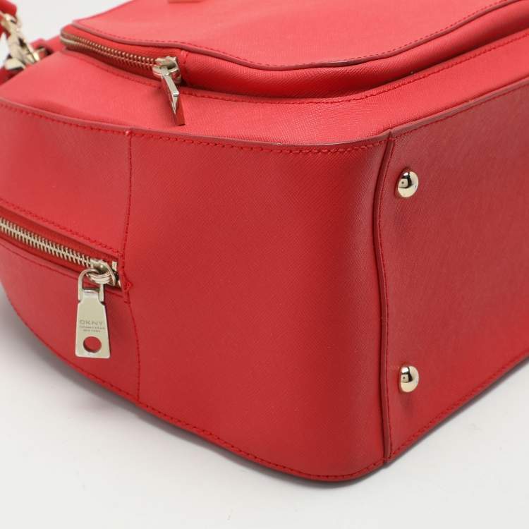 Pre Owned DKNY Red Leather Front Dome Satchel