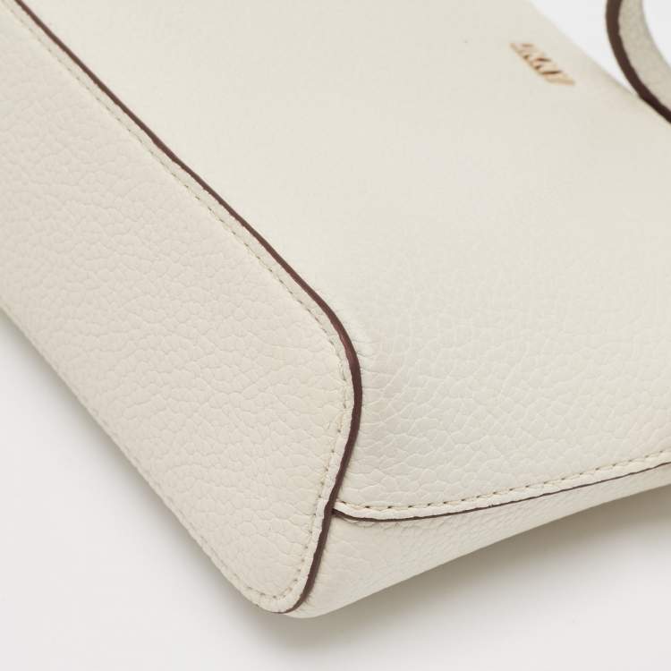 Pre Owned Dkny White Leather Bryant Park Dome Crossbody Bag