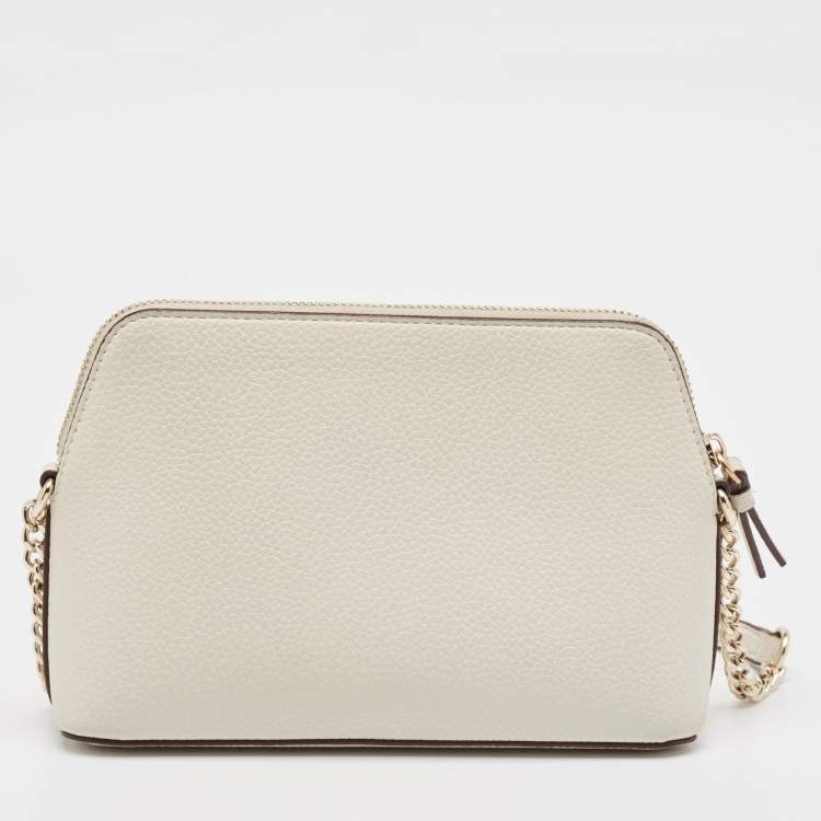 Pre Owned Dkny White Leather Bryant Park Dome Crossbody Bag