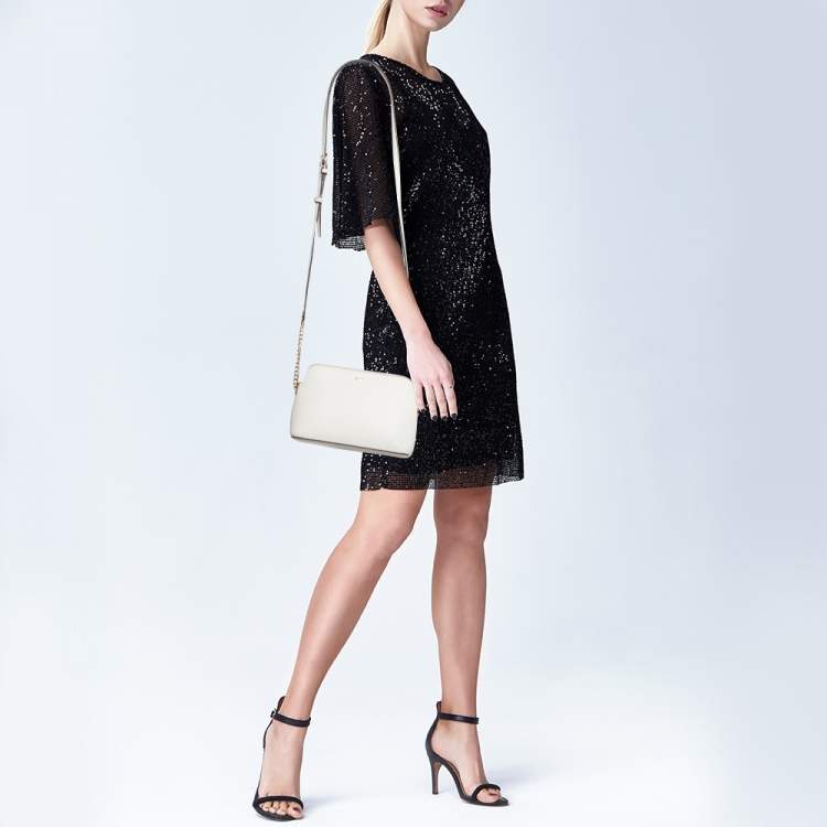 Pre Owned Dkny White Leather Bryant Park Dome Crossbody Bag