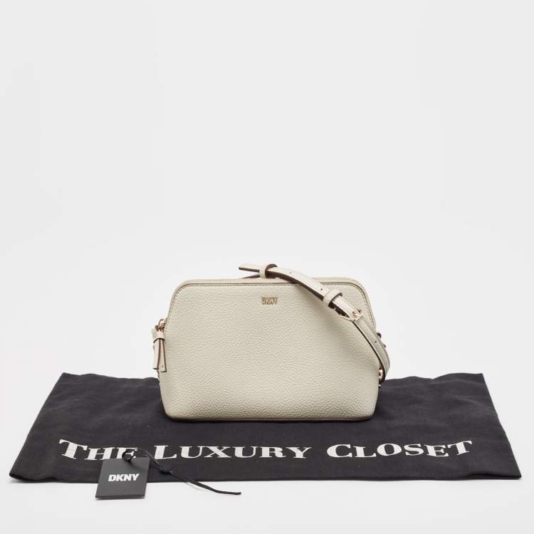 Pre Owned Dkny White Leather Bryant Park Dome Crossbody Bag