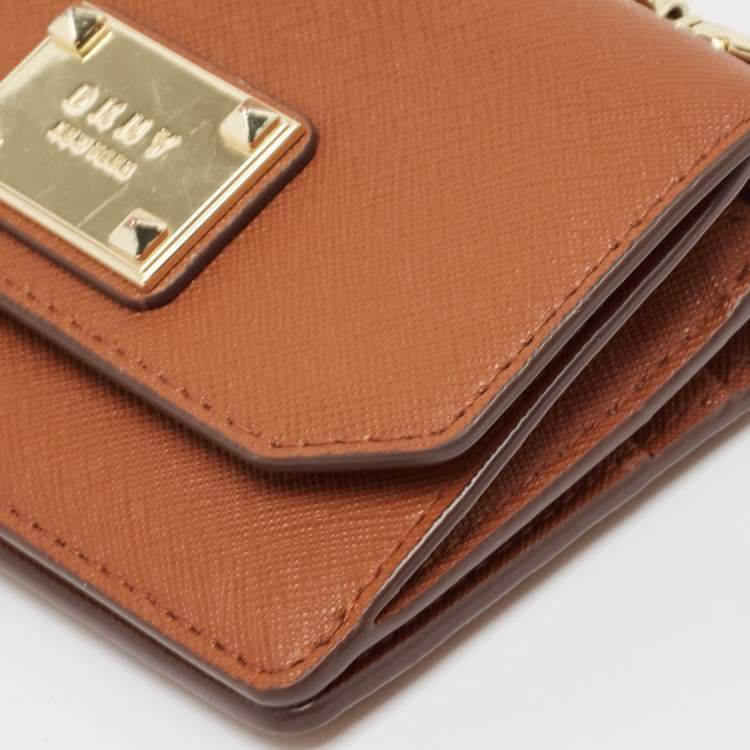 Pre Owned DKNY Brown Leather XS Crossbody Bag