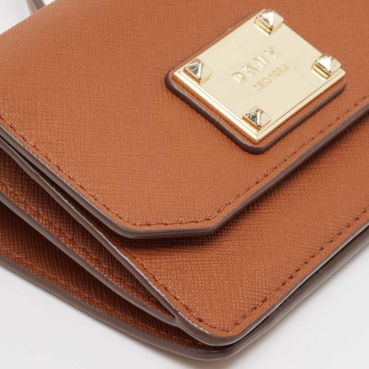 Pre Owned DKNY Brown Leather XS Crossbody Bag