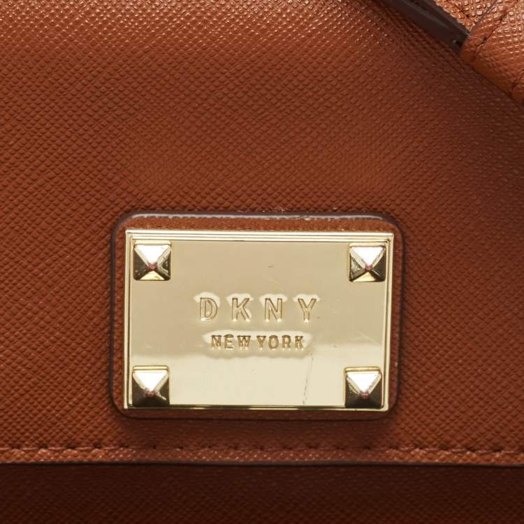 Pre Owned DKNY Brown Leather XS Crossbody Bag