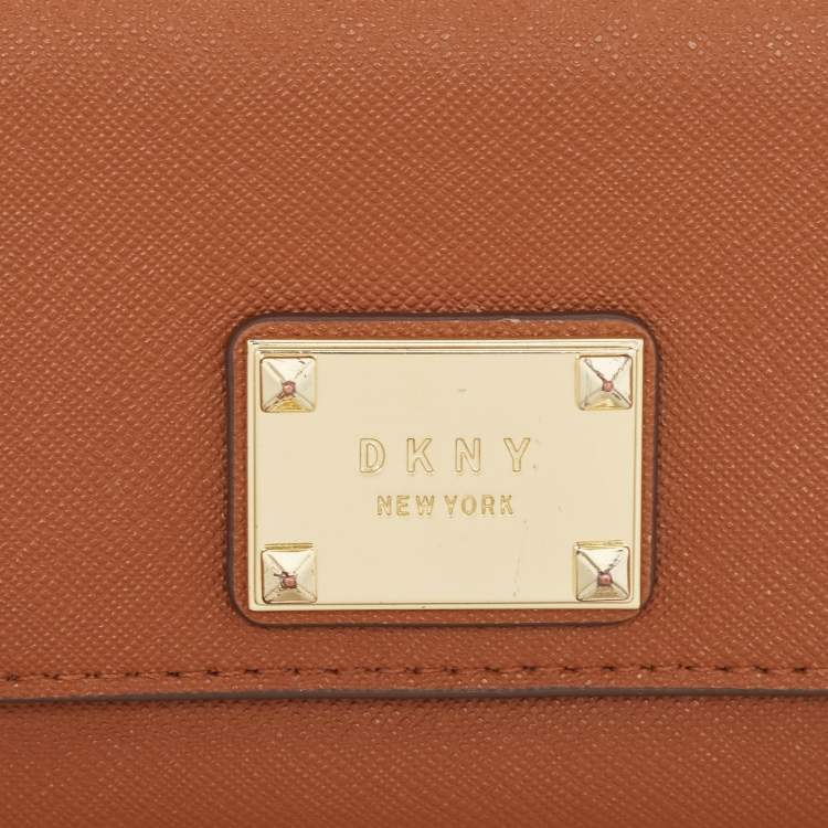 Pre Owned DKNY Brown Leather XS Crossbody Bag