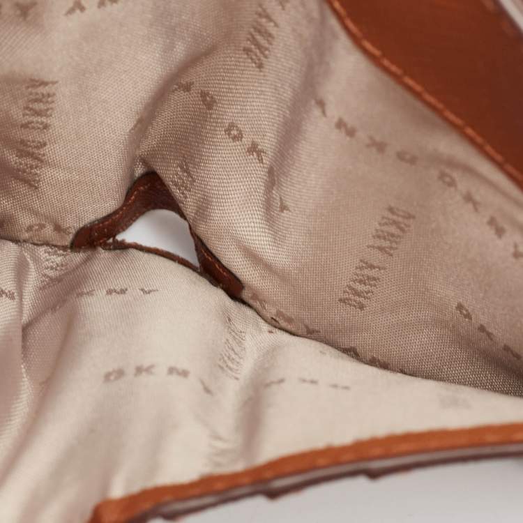 Pre Owned DKNY Brown Leather XS Crossbody Bag