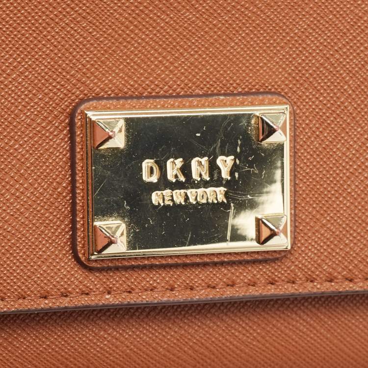 Pre Owned DKNY Brown Leather XS Crossbody Bag