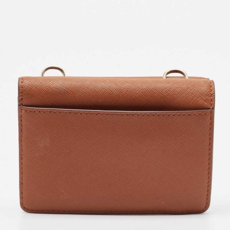 Pre Owned DKNY Brown Leather XS Crossbody Bag