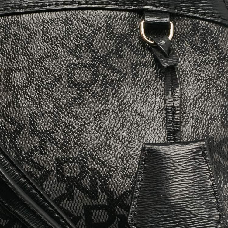 Pre Owned Dkny Black Monogram Coated Canvas and Leather Dome Crossbody Bag