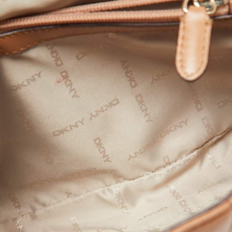 Pre Owned DKNY Beige Quilted Leather Flap Shoulder Bag