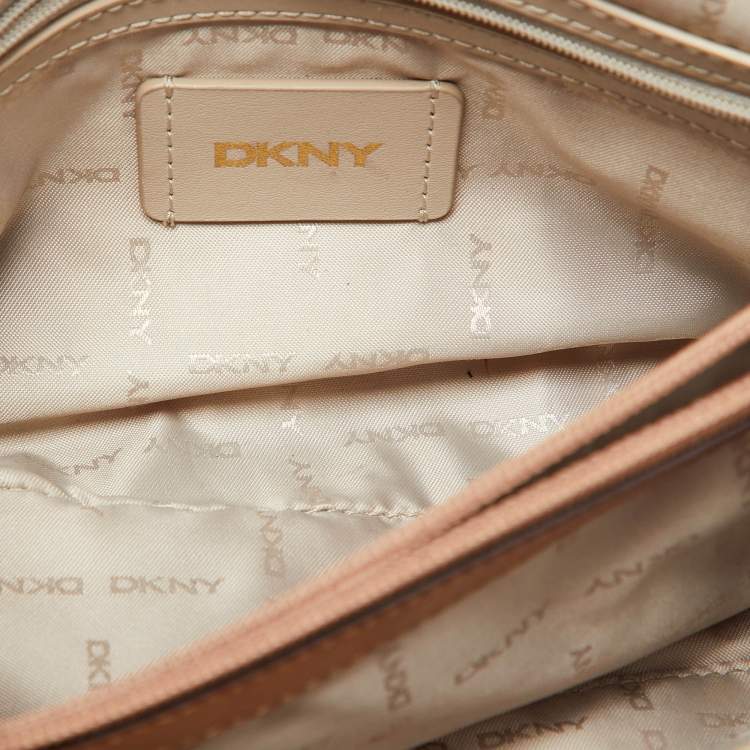 Pre Owned DKNY Beige Quilted Leather Flap Shoulder Bag