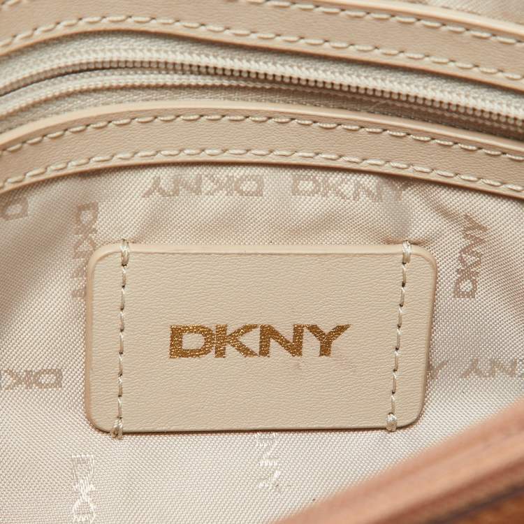 Pre Owned DKNY Beige Quilted Leather Flap Shoulder Bag