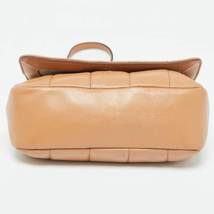 Pre Owned DKNY Beige Quilted Leather Flap Shoulder Bag