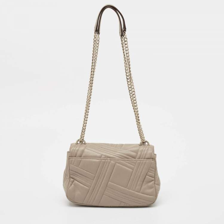 Pre Owned Dkny Beige Quilted Leather Allen Flap Shoulder Bag
