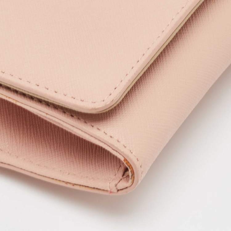 Pre Owned DKNY Pink Saffiano Leather Flap Wallet on Chain