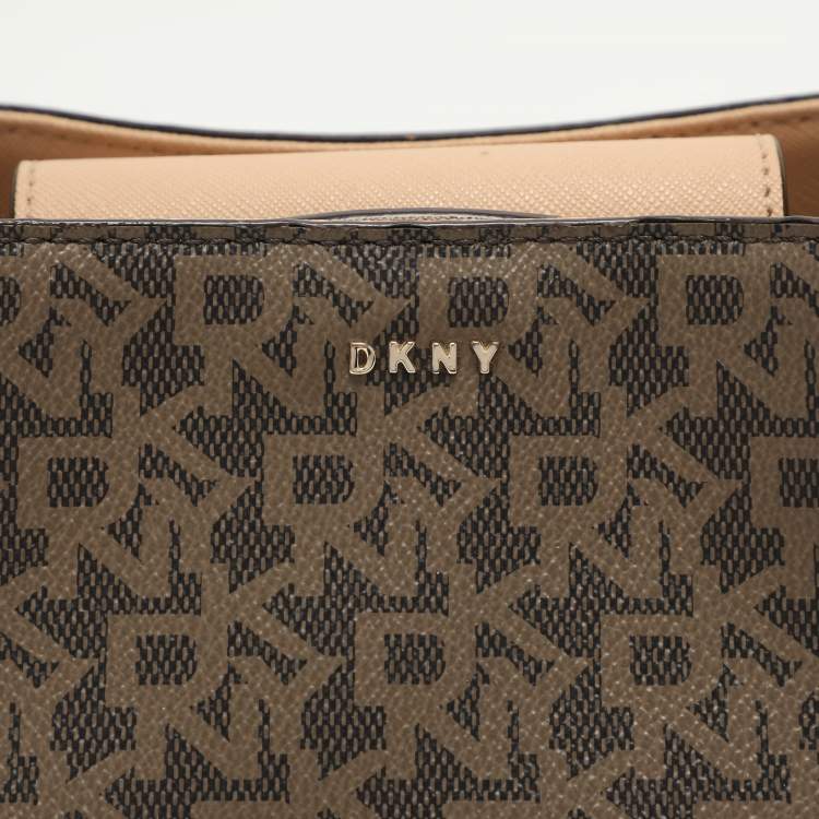 Pre Owned Dkny Beige Signature Coated Canvas and Leather Satchel
