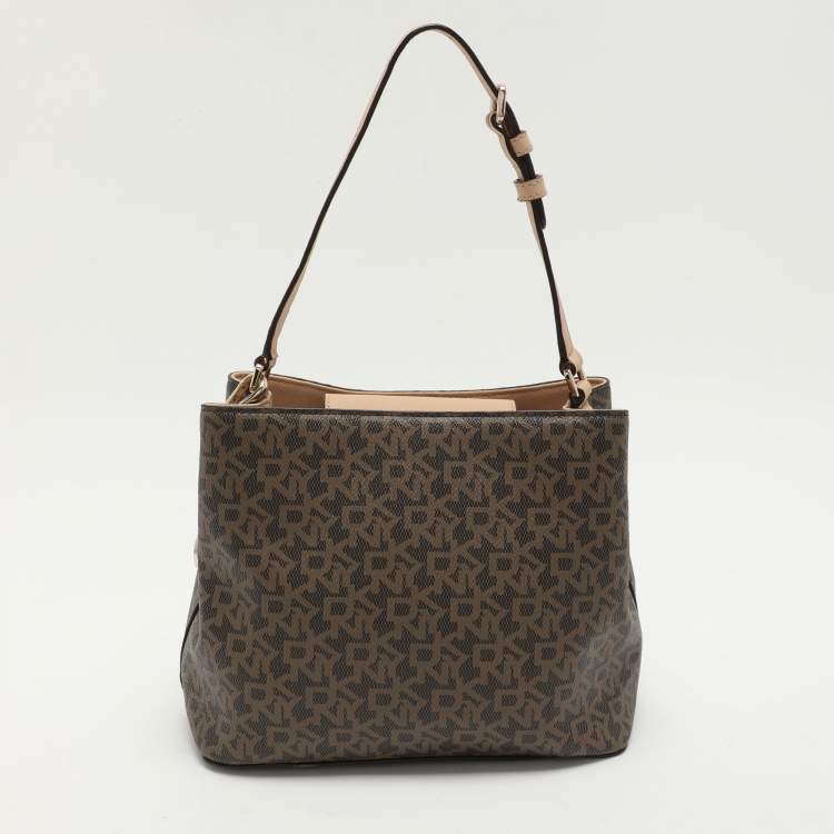 Pre Owned Dkny Beige Signature Coated Canvas and Leather Satchel