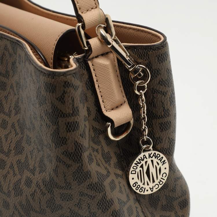 Pre Owned Dkny Beige Signature Coated Canvas and Leather Satchel
